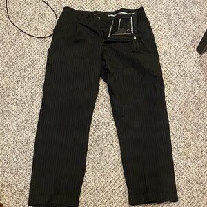 JF J.Ferrar Black Striped Dress Pants